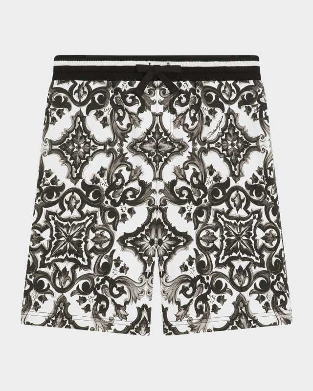 Boy's Maiolica-Print Shorts, Size 8-
